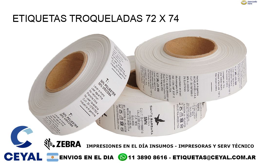 ETIQUETAS TROQUELADAS 72 x 74