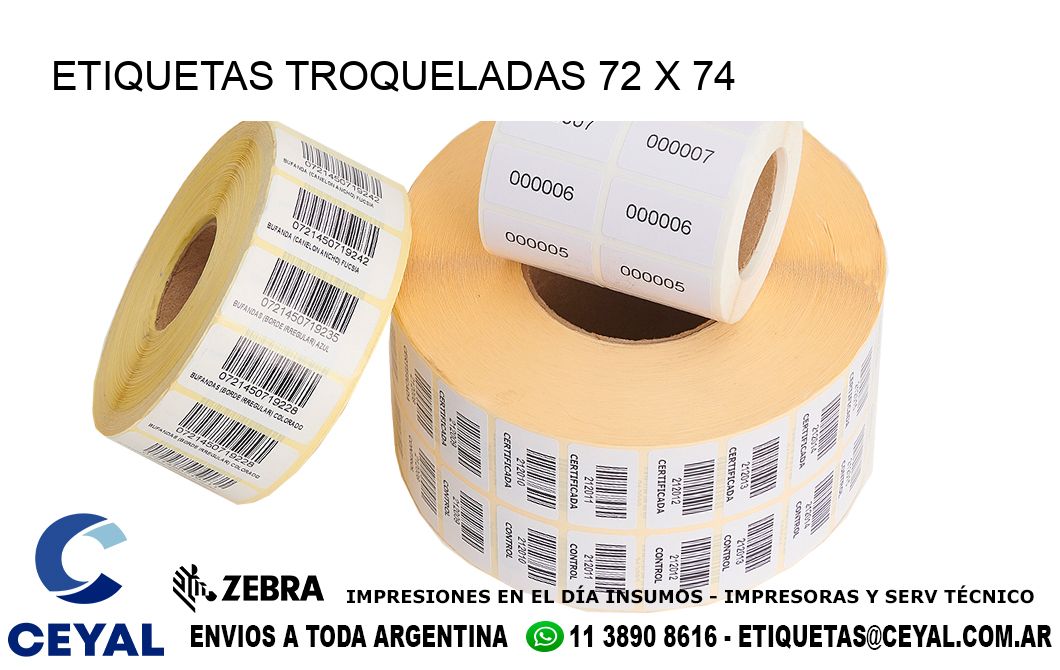 ETIQUETAS TROQUELADAS 72 x 74