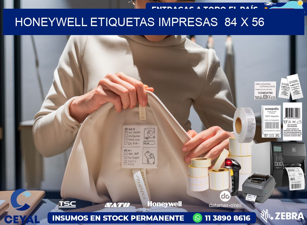 HONEYWELL ETIQUETAS IMPRESAS  84 x 56