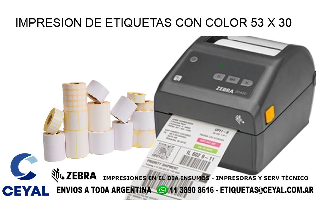 IMPRESION DE ETIQUETAS CON COLOR 53 x 30