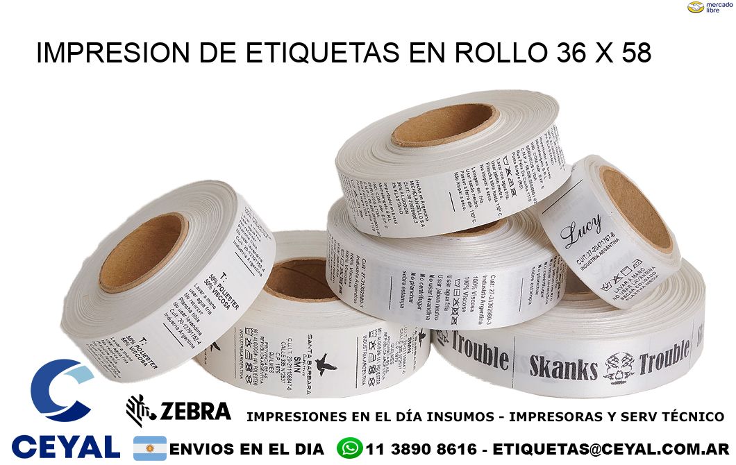 IMPRESION DE ETIQUETAS EN ROLLO 36 x 58