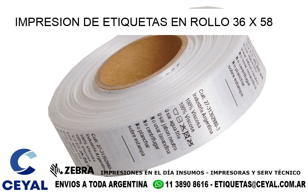IMPRESION DE ETIQUETAS EN ROLLO 36 x 58