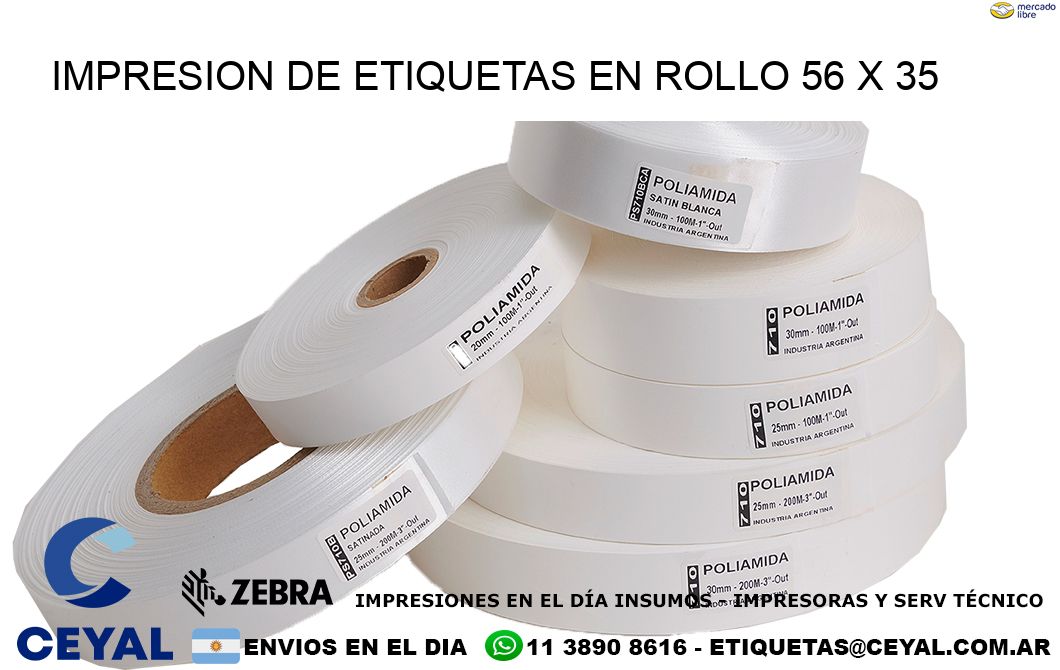 IMPRESION DE ETIQUETAS EN ROLLO 56 x 35