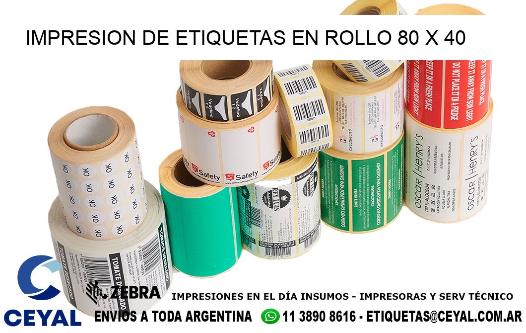 IMPRESION DE ETIQUETAS EN ROLLO 80 x 40