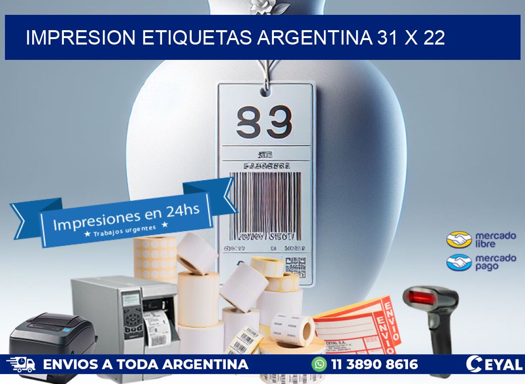 IMPRESION ETIQUETAS ARGENTINA 31 x 22