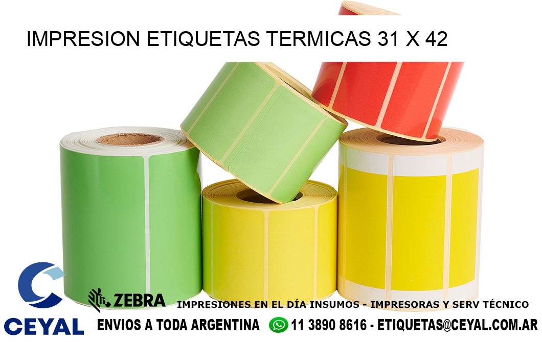 IMPRESION ETIQUETAS TERMICAS 31 x 42