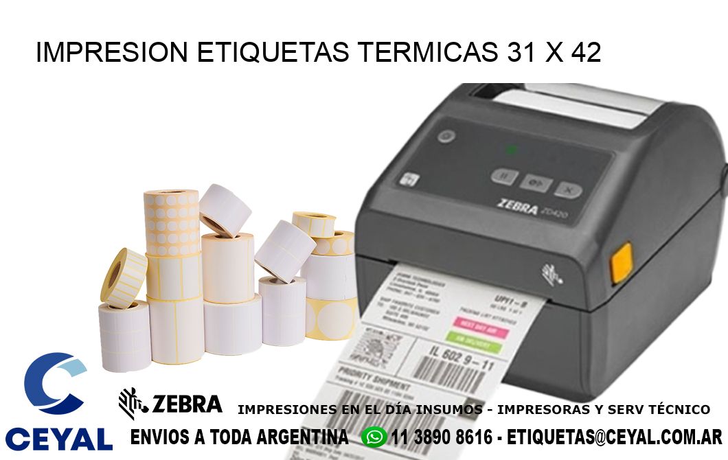 IMPRESION ETIQUETAS TERMICAS 31 x 42