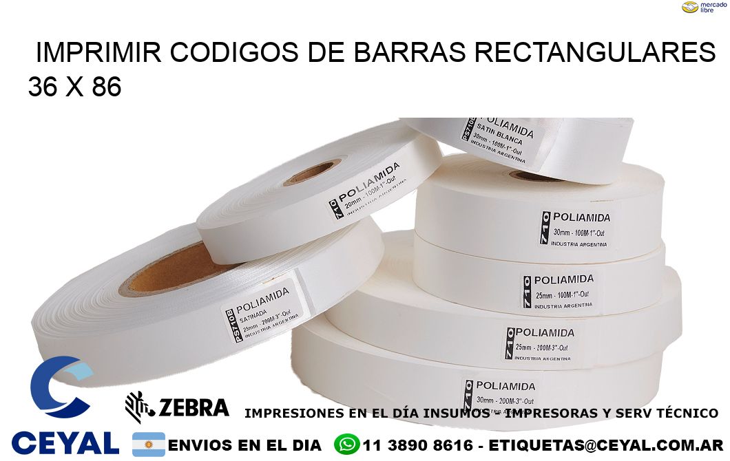 IMPRIMIR CODIGOS DE BARRAS RECTANGULARES 36 x 86
