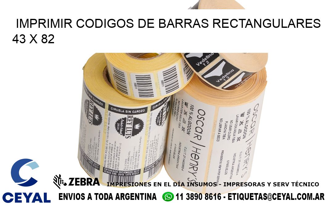 IMPRIMIR CODIGOS DE BARRAS RECTANGULARES 43 x 82