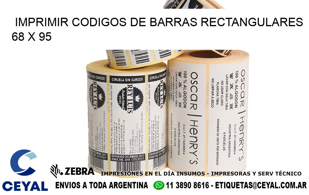 IMPRIMIR CODIGOS DE BARRAS RECTANGULARES 68 x 95