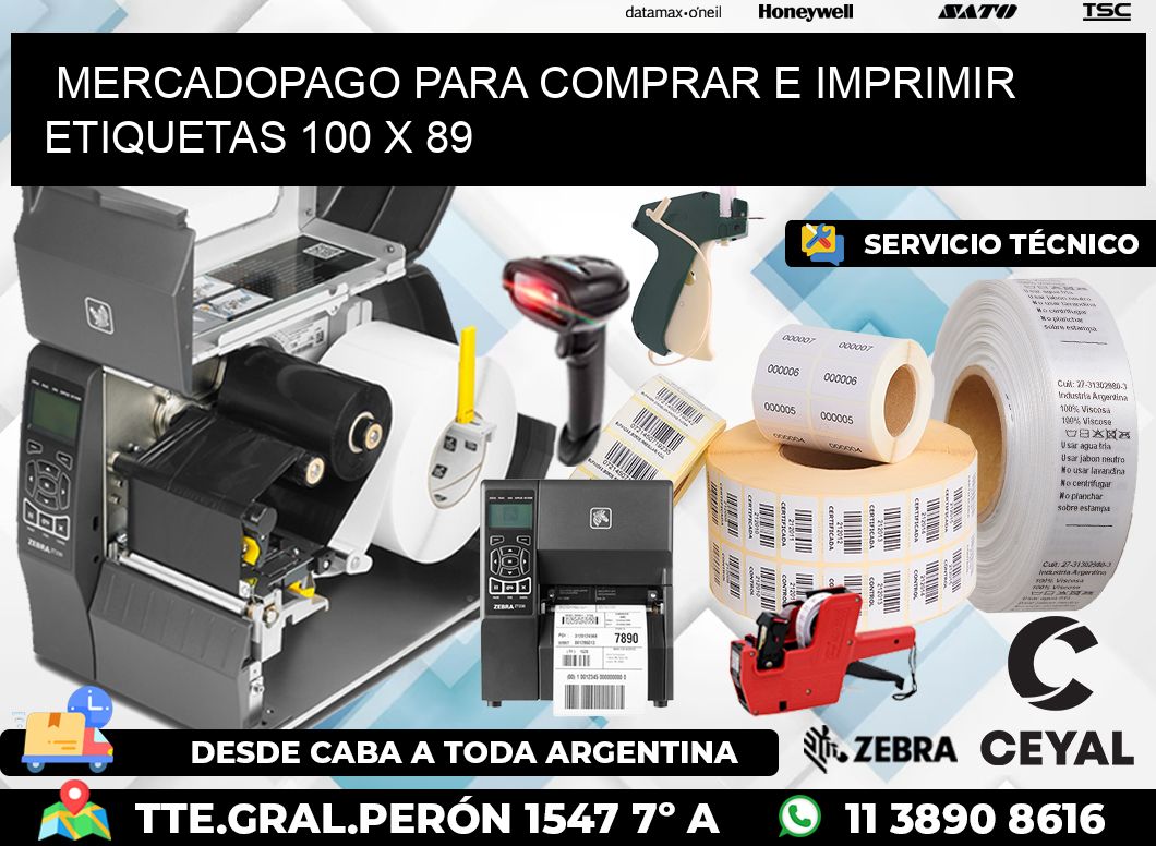 MERCADOPAGO PARA COMPRAR E IMPRIMIR ETIQUETAS 100 x 89