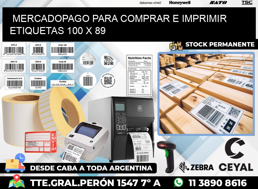 MERCADOPAGO PARA COMPRAR E IMPRIMIR ETIQUETAS 100 x 89