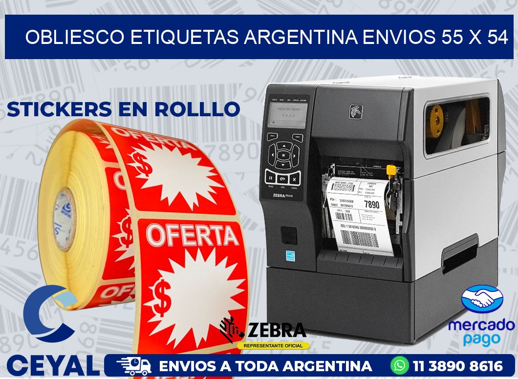 OBLIESCO ETIQUETAS ARGENTINA ENVIOS 55 x 54