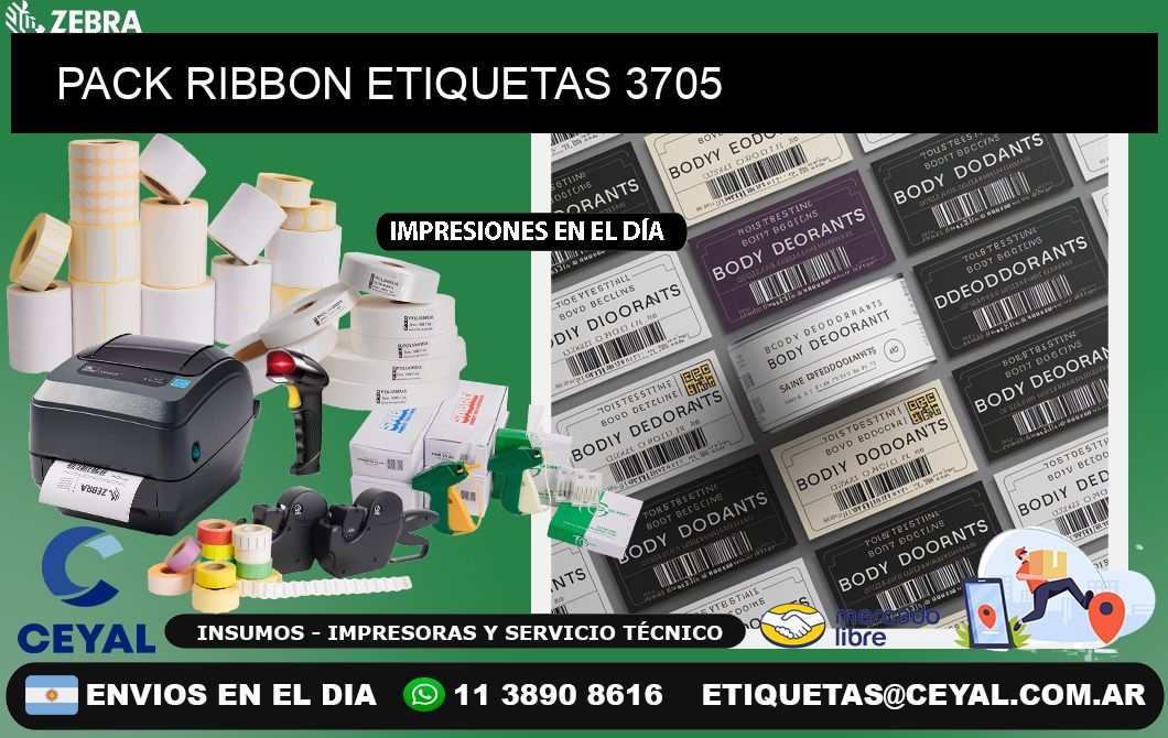 PACK RIBBON ETIQUETAS 3705