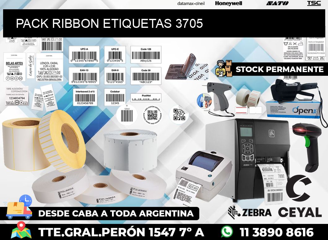 PACK RIBBON ETIQUETAS 3705