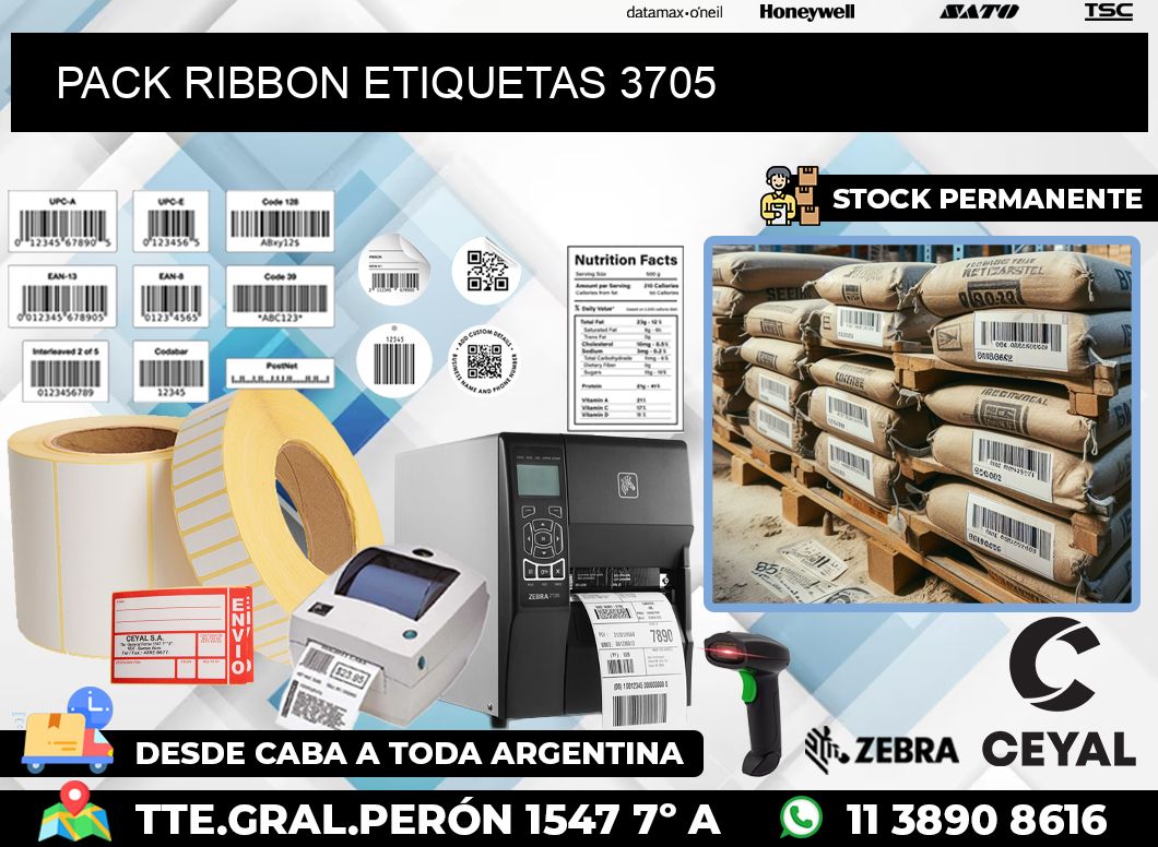 PACK RIBBON ETIQUETAS 3705