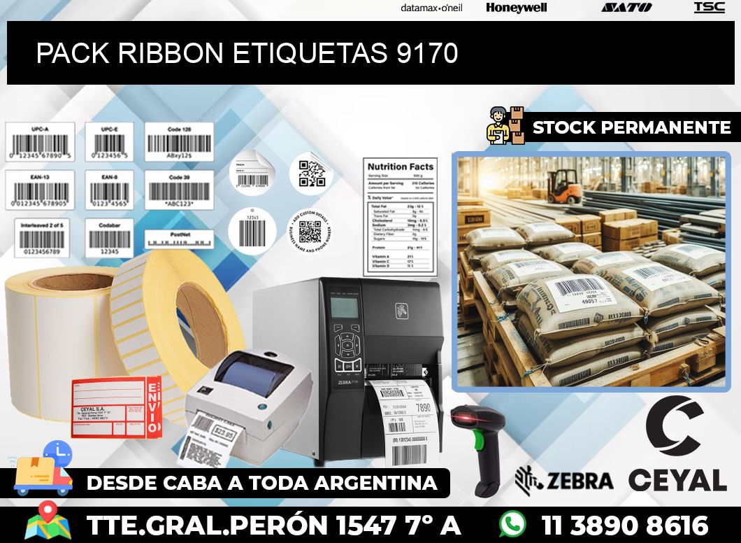 PACK RIBBON ETIQUETAS 9170