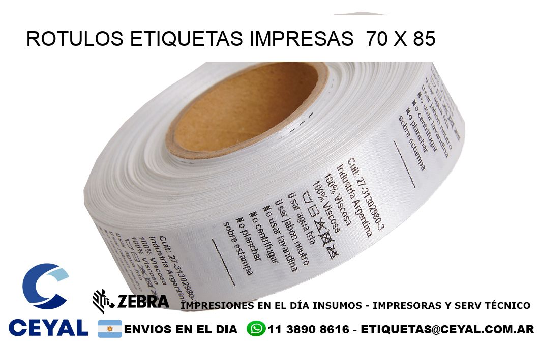 ROTULOS ETIQUETAS IMPRESAS  70 x 85