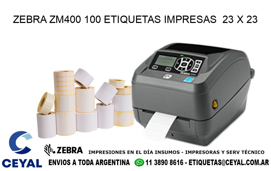 ZEBRA ZM400 100 ETIQUETAS IMPRESAS  23 x 23