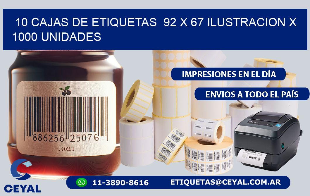 10 CAJAS DE ETIQUETAS  92 x 67 ILUSTRACION X 1000 UNIDADES