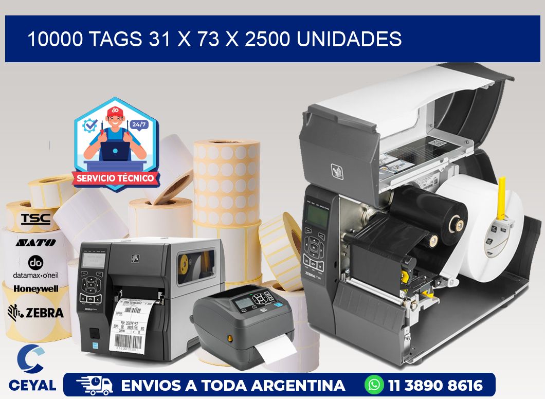 10000 TAGS 31 x 73 X 2500 UNIDADES