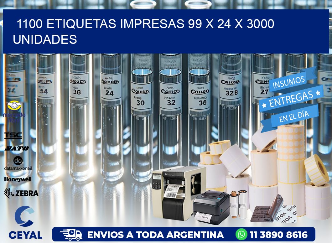 1100 ETIQUETAS IMPRESAS 99 x 24 X 3000 UNIDADES