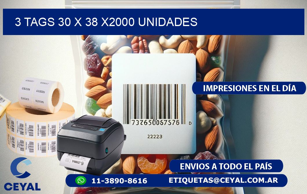 3 TAGS 30 x 38 X2000 UNIDADES