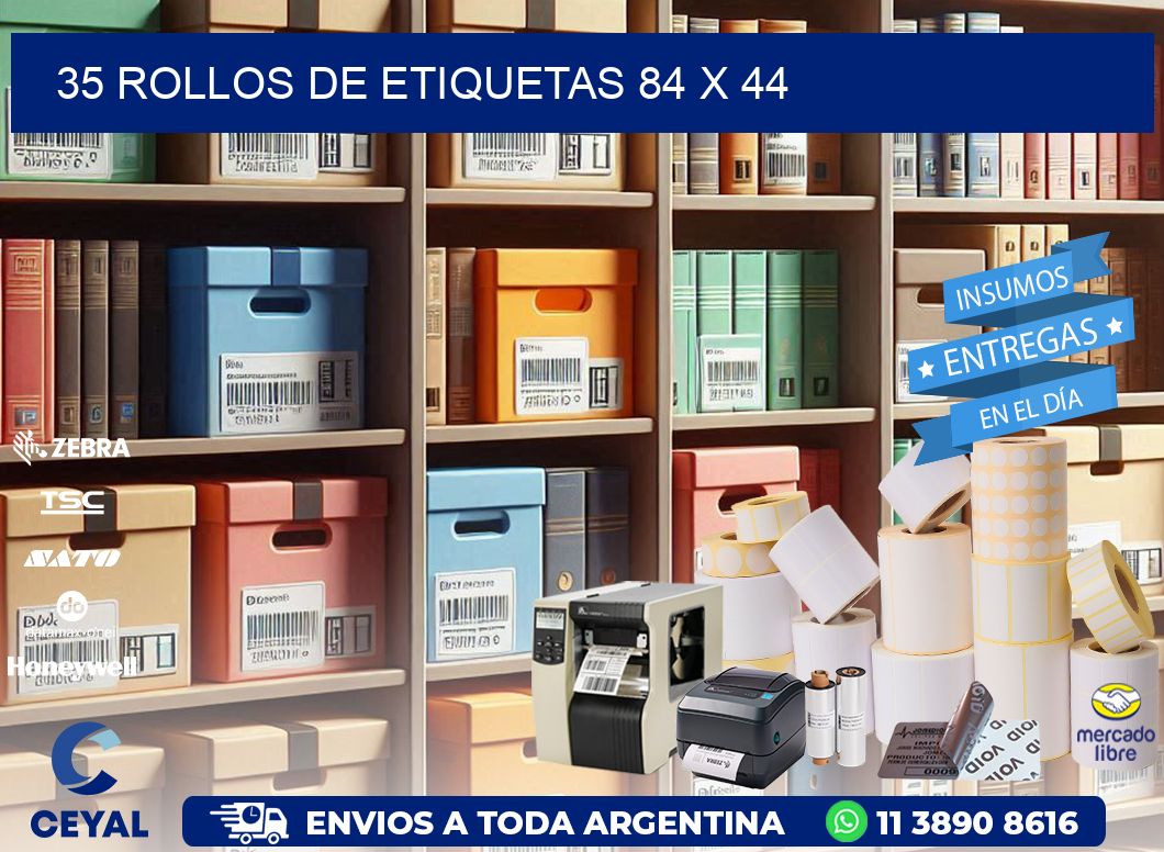 35 ROLLOS DE ETIQUETAS 84 x 44