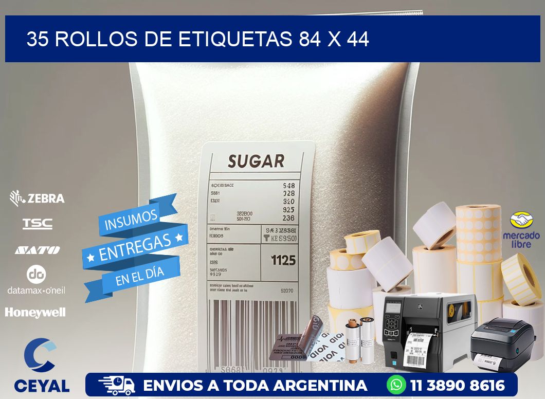 35 ROLLOS DE ETIQUETAS 84 x 44