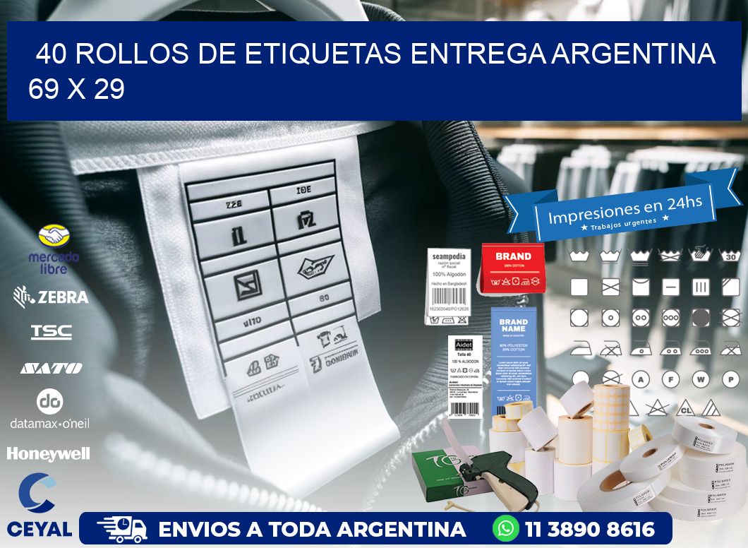 40 ROLLOS DE ETIQUETAS ENTREGA ARGENTINA 69 x 29