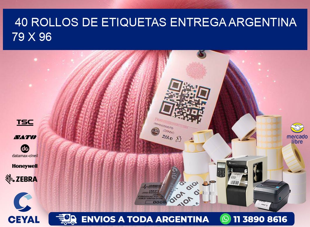 40 ROLLOS DE ETIQUETAS ENTREGA ARGENTINA 79 x 96