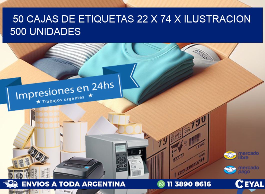 50 CAJAS DE ETIQUETAS 22 x 74 X ILUSTRACION 500 UNIDADES