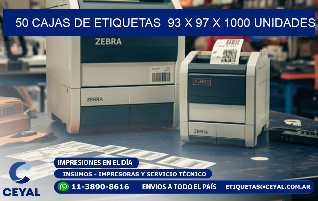 50 CAJAS DE ETIQUETAS  93 x 97 X 1000 UNIDADES