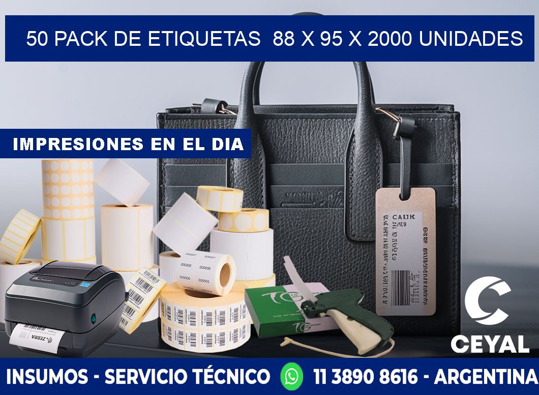 50 PACK DE ETIQUETAS  88 x 95 X 2000 UNIDADES