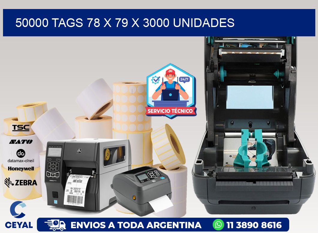 50000 TAGS 78 x 79 X 3000 UNIDADES