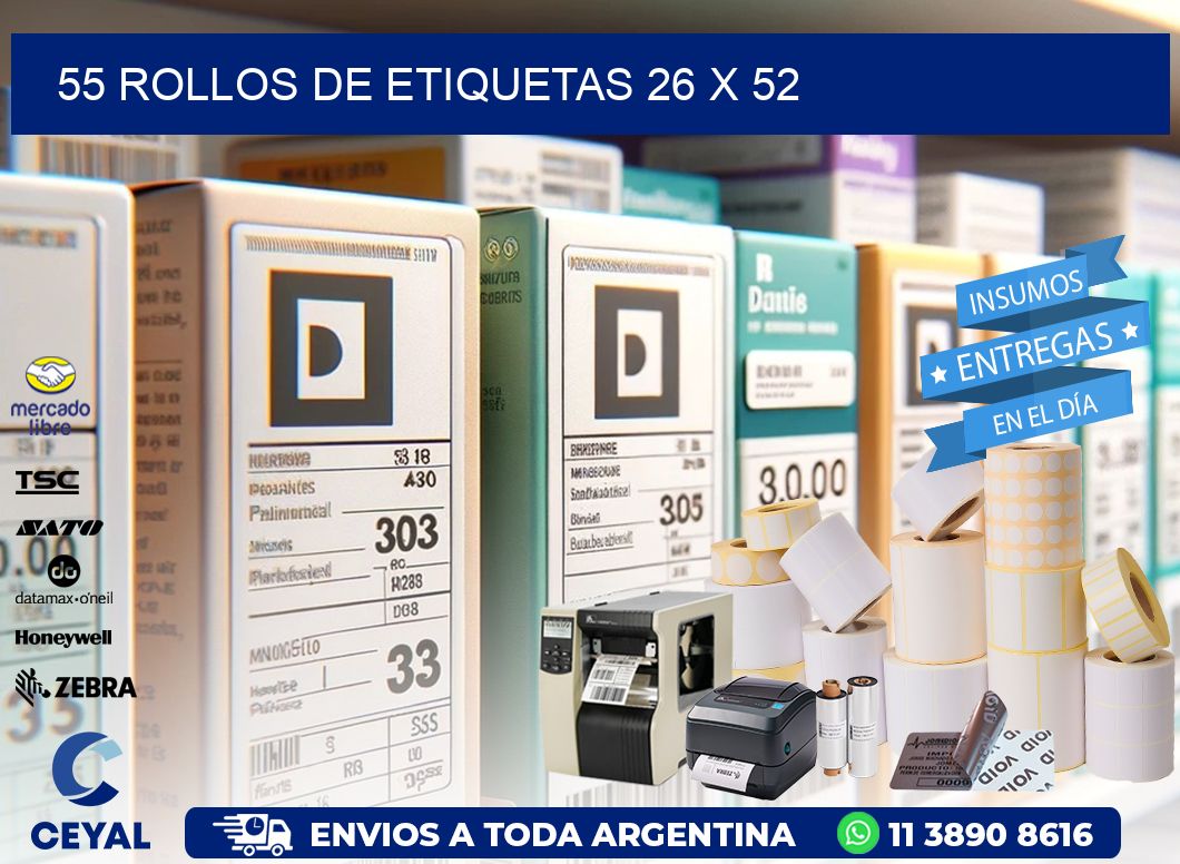 55 ROLLOS DE ETIQUETAS 26 x 52