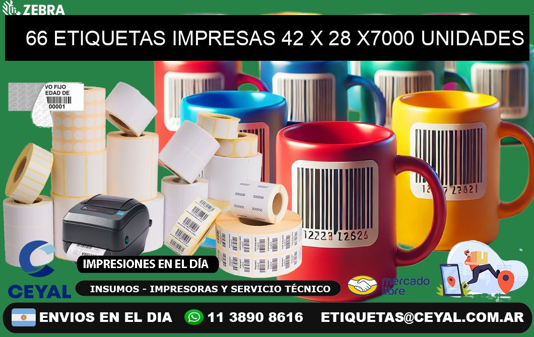 66 ETIQUETAS IMPRESAS 42 x 28 X7000 UNIDADES