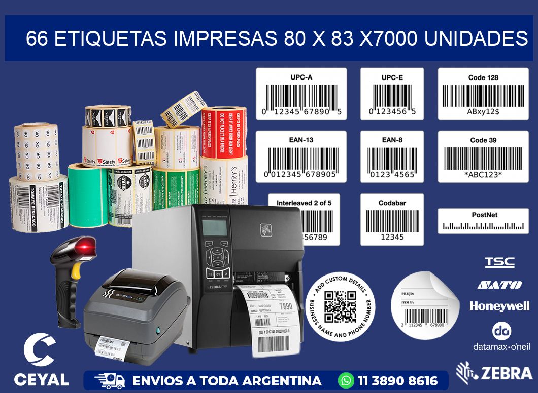 66 ETIQUETAS IMPRESAS 80 x 83 X7000 UNIDADES