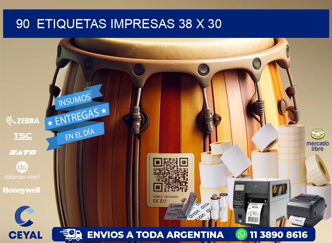 90  ETIQUETAS IMPRESAS 38 x 30