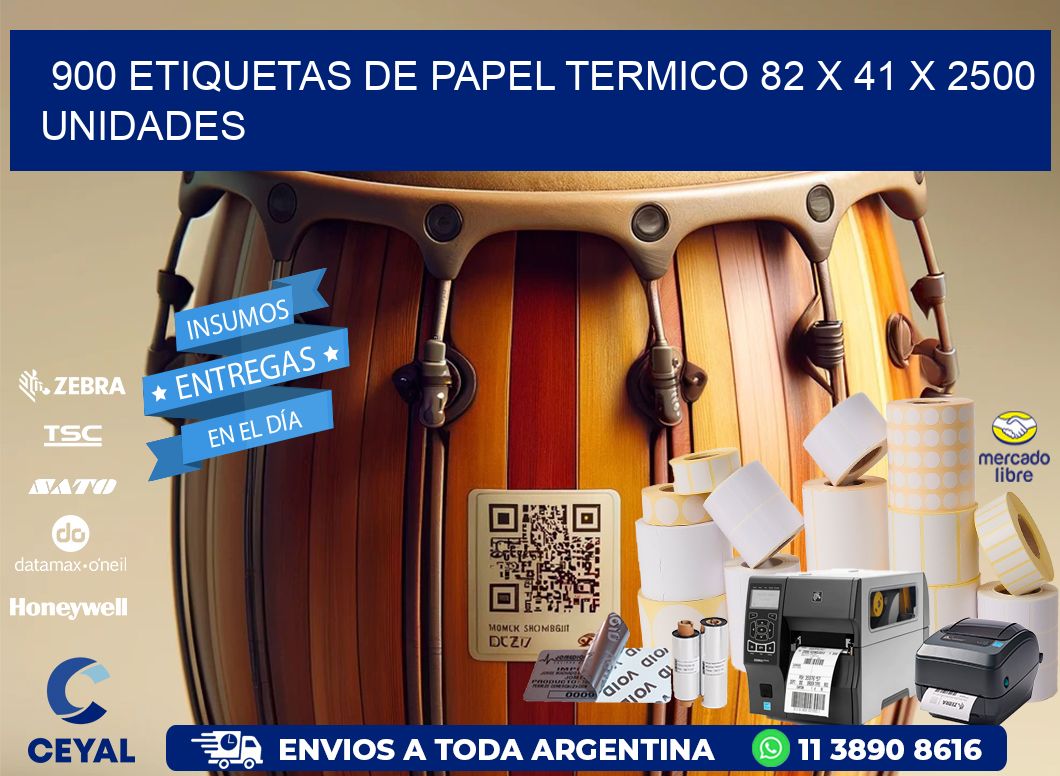 900 ETIQUETAS DE PAPEL TERMICO 82 x 41 X 2500 UNIDADES