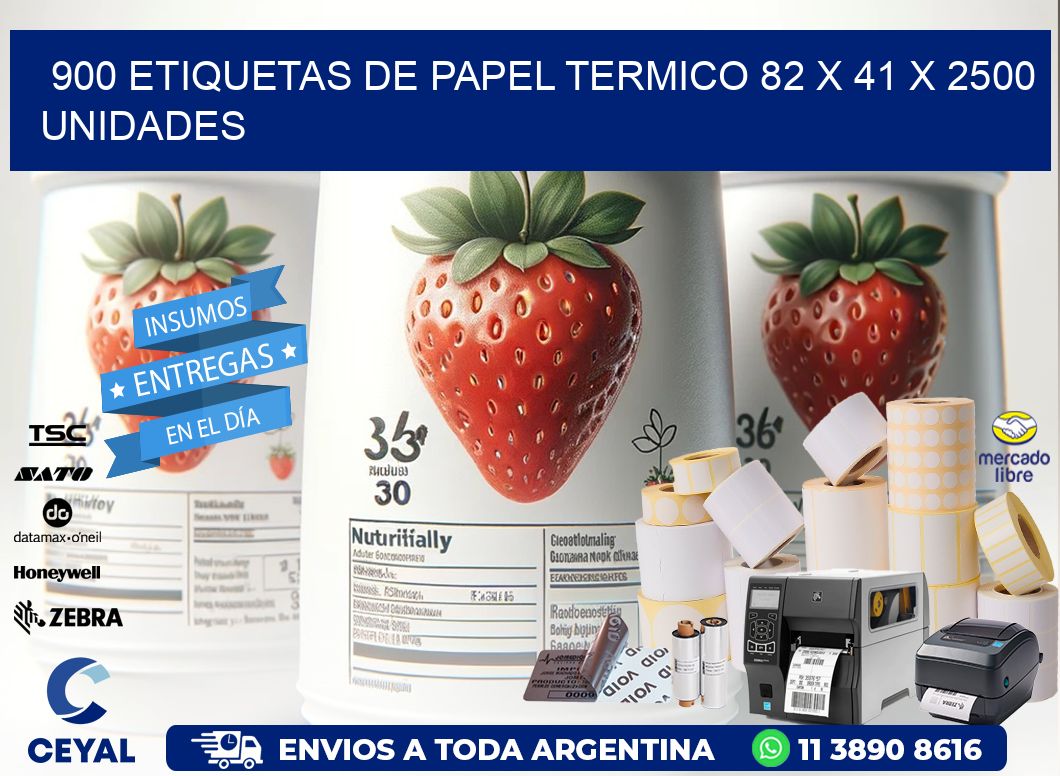 900 ETIQUETAS DE PAPEL TERMICO 82 x 41 X 2500 UNIDADES