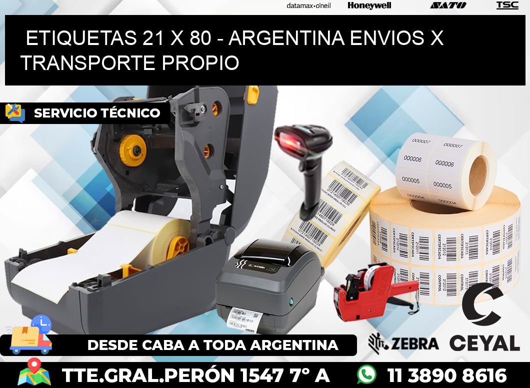 ETIQUETAS 21 x 80 - ARGENTINA ENVIOS X TRANSPORTE PROPIO