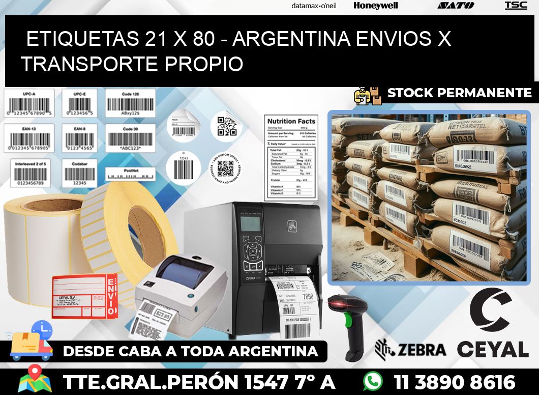 ETIQUETAS 21 x 80 – ARGENTINA ENVIOS X TRANSPORTE PROPIO