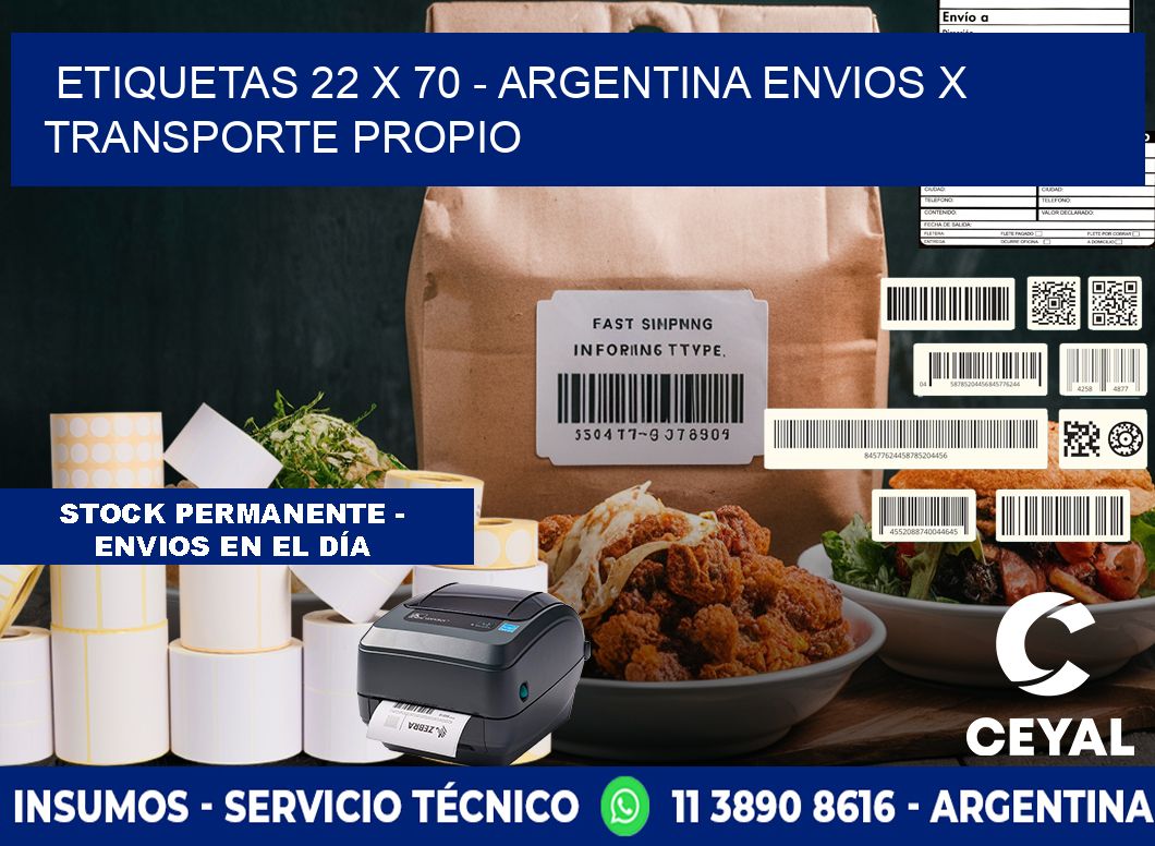 ETIQUETAS 22 x 70 - ARGENTINA ENVIOS X TRANSPORTE PROPIO