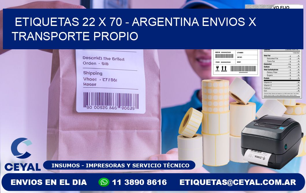 ETIQUETAS 22 x 70 - ARGENTINA ENVIOS X TRANSPORTE PROPIO