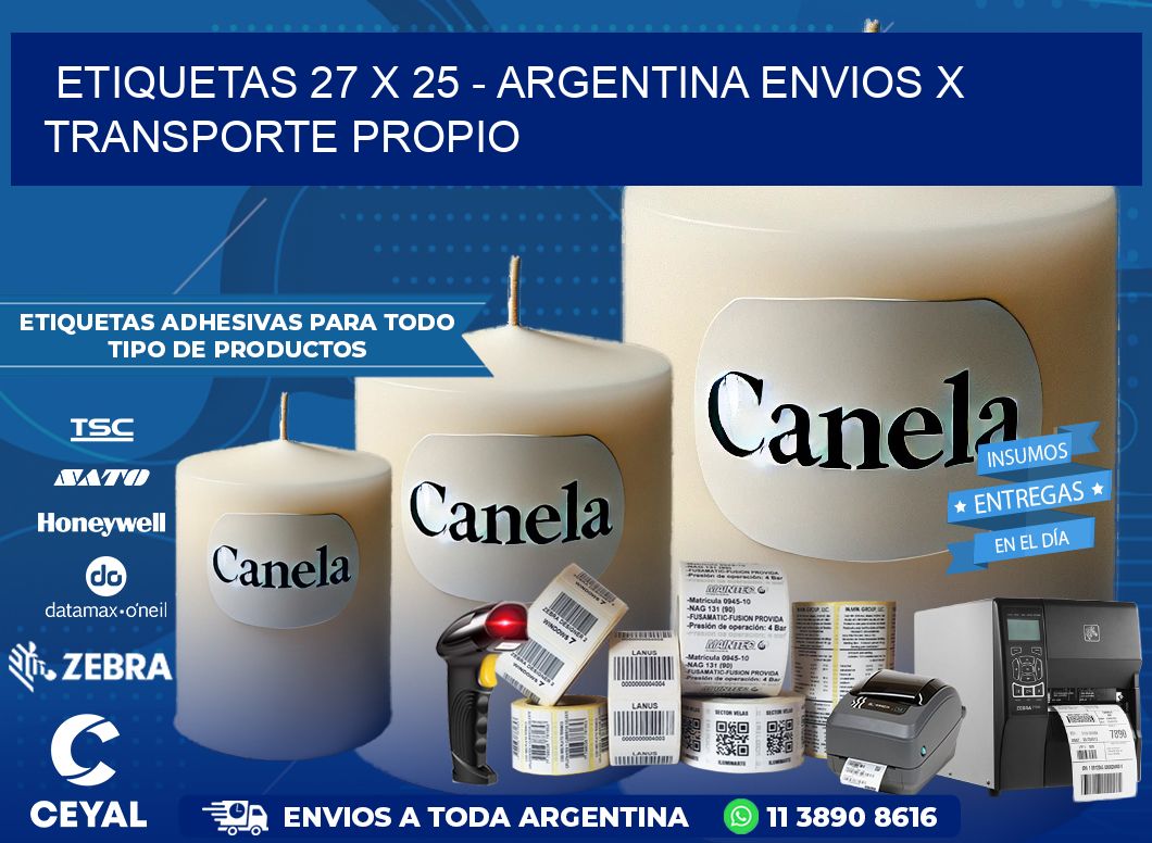 ETIQUETAS 27 x 25 – ARGENTINA ENVIOS X TRANSPORTE PROPIO