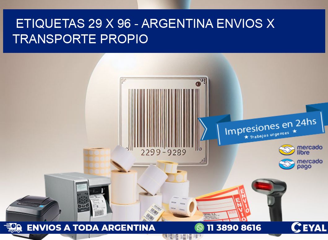 ETIQUETAS 29 x 96 - ARGENTINA ENVIOS X TRANSPORTE PROPIO