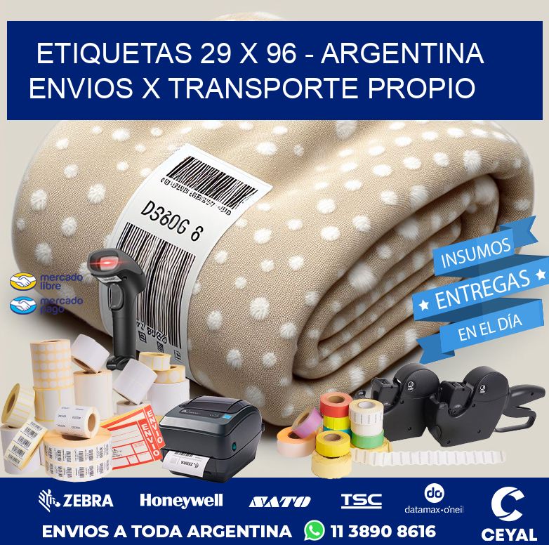 ETIQUETAS 29 x 96 - ARGENTINA ENVIOS X TRANSPORTE PROPIO