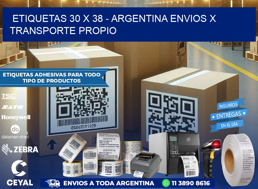 ETIQUETAS 30 x 38 - ARGENTINA ENVIOS X TRANSPORTE PROPIO