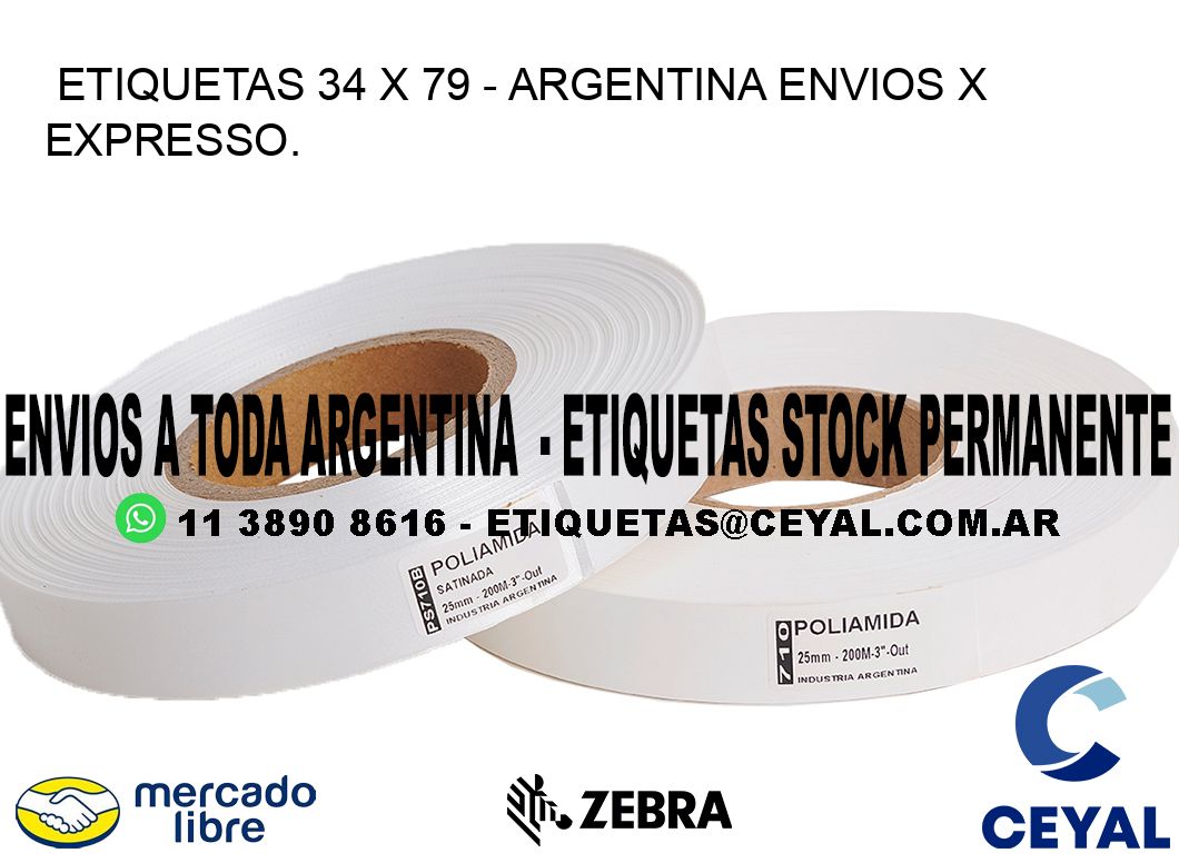 ETIQUETAS 34 x 79 - ARGENTINA ENVIOS X EXPRESSO.